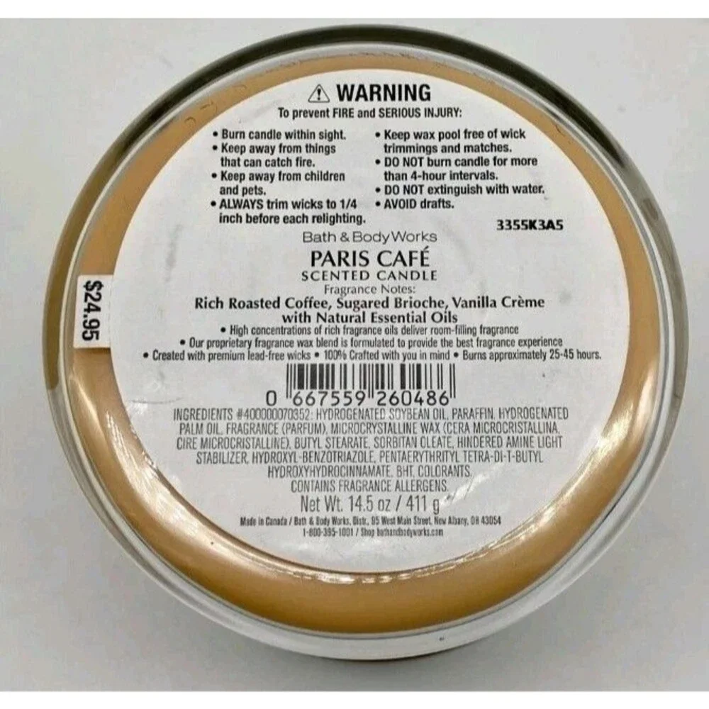Bath & Body Works Coffee Candle Lot 3-Wick Set Paris Cafe Day at the Cafe - Picture 5 of 7